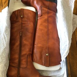 I.N.C Original Leather Fawne Cognac Riding Boots With Heel Size 6M
